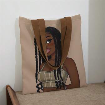 Bolso de hombro con estampado de retrato impreso por ambos lados, bolso casual de viaje y playa de gran capacidad, reutilizable, bolso de compras de hombro para mujer de gran capacidad, bolso de lona para la playa, bolso de compras con estampado, bolso de hombro para mujer para la compra de comestibles, vuelta al cole, útiles escolares, vuelta al cole, aula, concha