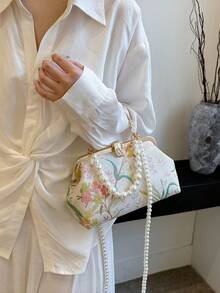 Túi xách vải Jacquard trang trí hoa giả ngọc trai thời trang cho nữ Túi buổi tối Túi cầm tay Túi đeo vai Túi đeo chéo có dây đeo vai ngọc trai giả Túi xách kiểu dáng đơn giản chất lượng tốt Hoàn hảo cho tiệc tùng, đám cưới, vũ hội, tiệc tối/tiệc, kết hợp với váy cưới, váy trang trọng, váy vũ hội, váy sinh nhật Quà tặng Ngày của Mẹ - Màu be - Xem 5