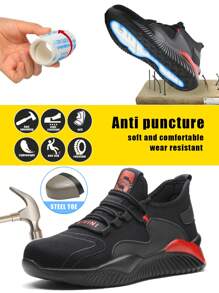 Men's Steel Toe Work Shoes Rubber Sole Puncture-Proof Breathable Industrial Construction Athletic Shoes