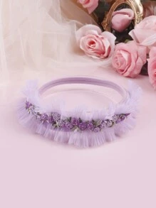 3 chiếc nơ tím, bướm và hoa nhiều màu trang trí băng đô ren cho bé yêu ngày lễ tình nhân - Màu Lilac Tím - Xem 6