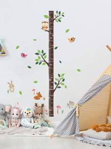 1set Tree Trunk, Bird, Animal, Elephant, Lion, Rabbit Height Measurement Wall Decals For Bedroom And Living Room Decoration,Stickers,Wall Decal, Vinyl Decal For Home Decorations,Spring Decoration Items Refresh Your Home,Rama Decoration Stickers Gifts Birthday Graduation