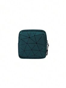 Portable Geometric Pattern Cosmetic Zipper Bag, Lightweight Multifunctional Pouch, Multifunctional Makeup Bag