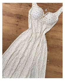 Peasant Tie Midi Dress - 白色 - 查看 2