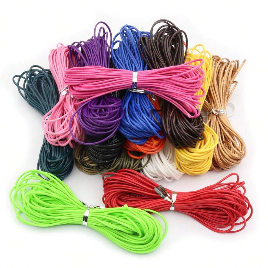10 metros de cordón encerado de 1/1,5 mm de grosor, hilo, cuerda, correa para hacer manualidades, pulseras, collares y suministros de joyería DIY - cordón encerado - Ver 1