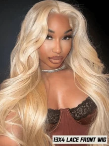 613 Lace Front Wig Human Hair 13x4 Blonde Lace Front Wigs Human Hair 200% Density Body Wave 613 Frontal Wig Pre Plucked With Baby Hair (24inch, 613 13X4 Body) - S613 - 查看 5