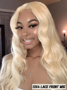 613 Lace Front Wig Human Hair 13x4 Blonde Lace Front Wigs Human Hair 200% Density Body Wave 613 Frontal Wig Pre Plucked With Baby Hair (24inch, 613 13X4 Body) - S613 - 查看 6