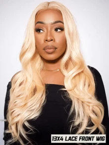 613 Lace Front Wig Human Hair 13x4 Blonde Lace Front Wigs Human Hair 200% Density Body Wave 613 Frontal Wig Pre Plucked With Baby Hair (24inch, 613 13X4 Body) - S613 - 查看 2