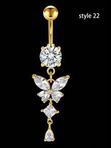 1 chiếc khuyên rốn bằng thép không gỉ đính đá Zirconia 14G, khuyên rốn hình trái tim và bướm đính đá Zirconia 14G ít gây dị ứng, trang sức Giáng sinh và Halloween cho nữ và bé gái. - Nhiều màu - Xem 17