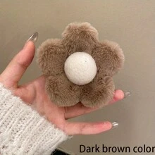 1 件/3 件女士秋冬休闲时尚毛绒花朵设计轻质发夹，时尚优雅，适合日常、休闲、派对、工作、旅行、发型设计、洗面奶、化妆、学校服装配饰 - 彩色 - 查看 5
