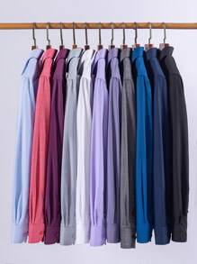 Men's Dress Shirt 50% Polyamide, 30% Cotton, 20% Viscose - Xanh đậm - Xem 5
