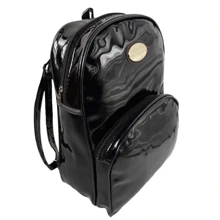 SHEIN College Backpack Bag School Bag With Straps Black Patent Leather Model - màu đen - Xem 1