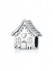 Silver Plated Charm Love Little House Flower Beads Charm Pendant Ball Suitable For Bracelets DIY Women's Jewelry