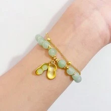 1 件经典中国风幸运花生玻璃手链，优雅简约时尚珠宝手链 - 串珠手串 - 查看 9