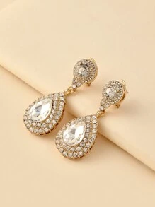 1 对优雅奢华镶有水钻的泪珠吊坠耳环，适合女士佩戴，适合婚礼、庆典、节日、礼物 - 耳環 - 查看 8