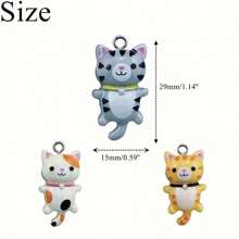 10 件/20 件/30 件卡通猫树脂吊坠适用于 DIY 耳环、项链、钥匙链和手机链、珠宝制作用品 - 彩色 - 查看 7