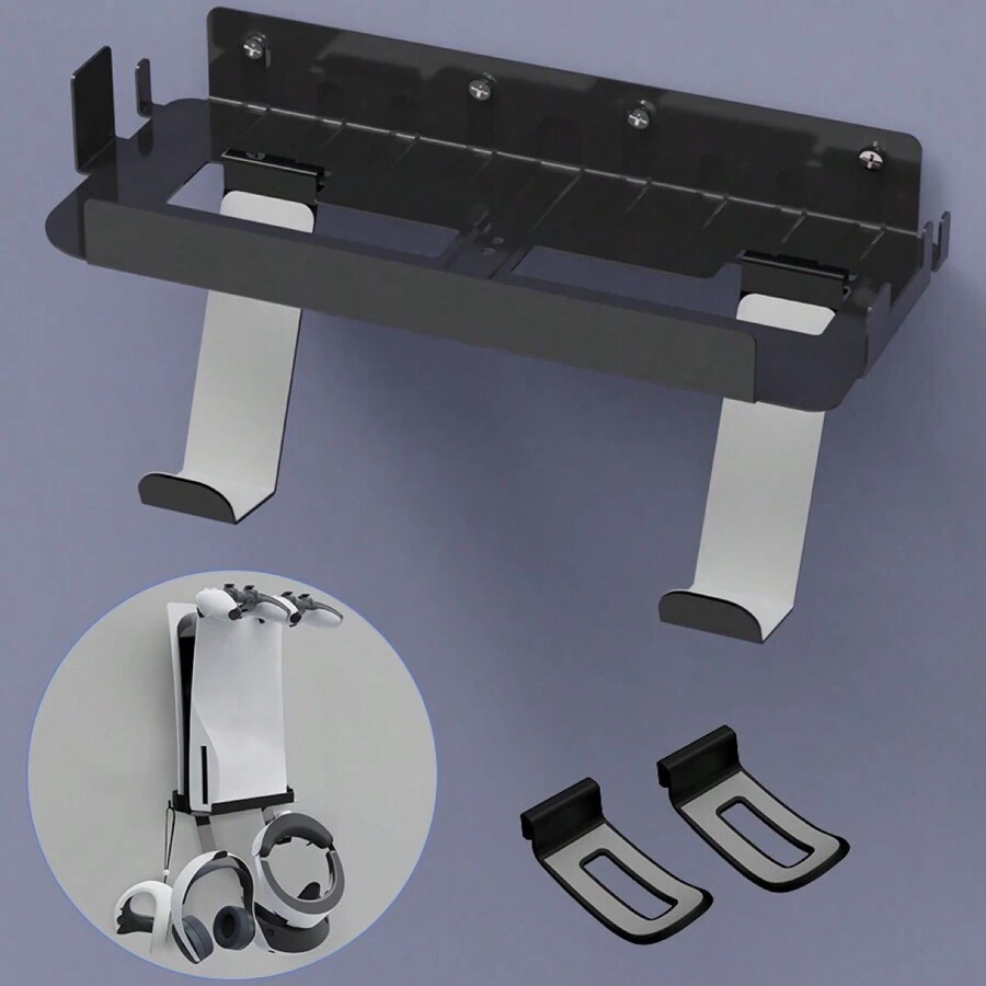 PS5 Console Wall Mount Bracket, PSVR2 Wall Bracket With Headphone & Controller Hook, Game Accessories