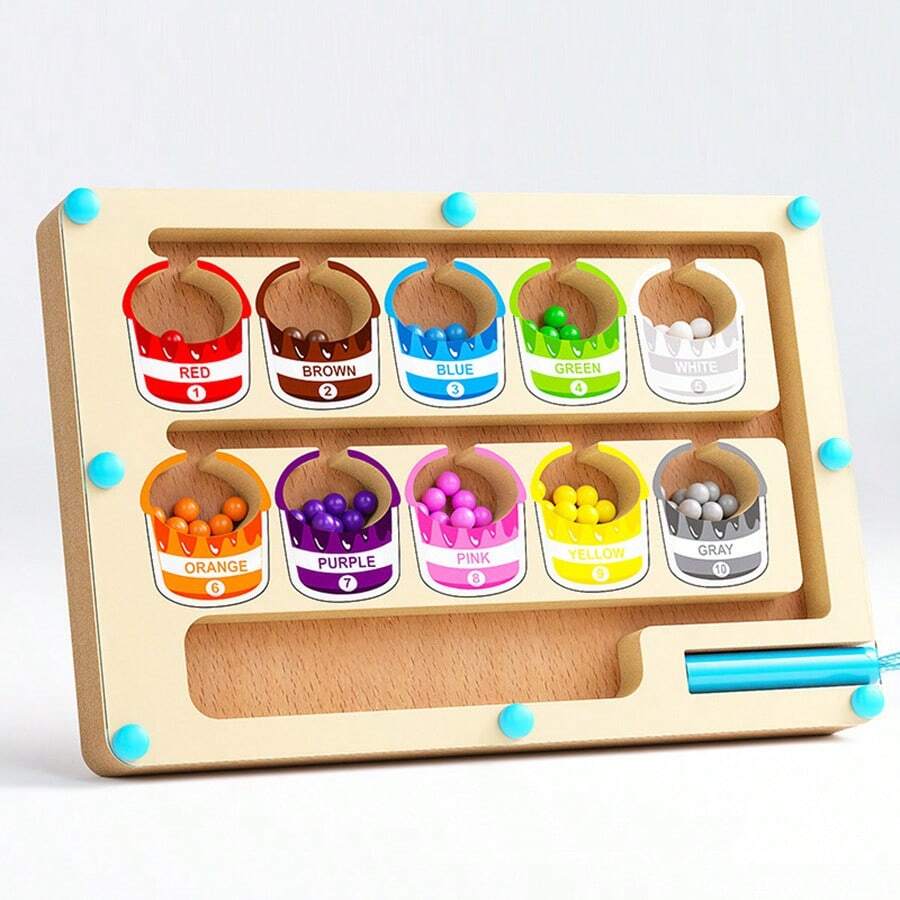 Wooden Kids' Number & Color Sorting Maze Toy - Early Learning Puzzle ...
