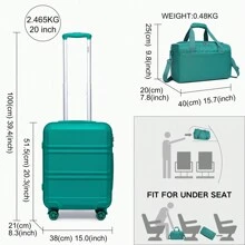 轻质 ABS 硬箱行李箱套装，带 TSA Lock - 20 英寸手提行李箱、24 英寸、28 英寸托运行李箱和客舱行李袋 - 2 件套旅行套装行李箱套装旅行行李箱手提箱耐用旅行行李箱随身携带 - 薄荷綠 - 查看 4