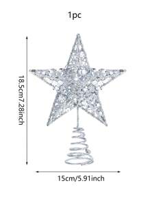 1pc Star Christmas Tree Toppers Decor, Glitter Star Tree Topper For Festive Xmas Tree Decorations, Holiday Party Indoor Decor,Christmas