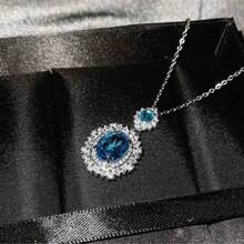 Women's Fashion Luxury Sapphire Diamond Jewelry Set (Necklace+Earrings+Ring) - Bạc - Xem 3