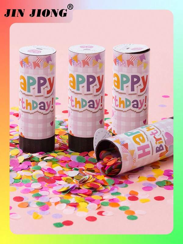 1 pieza Lanzador de confeti colorido de mano para decoraciones de fiestas de cumpleaños, regreso a clases, Día de San Valentín