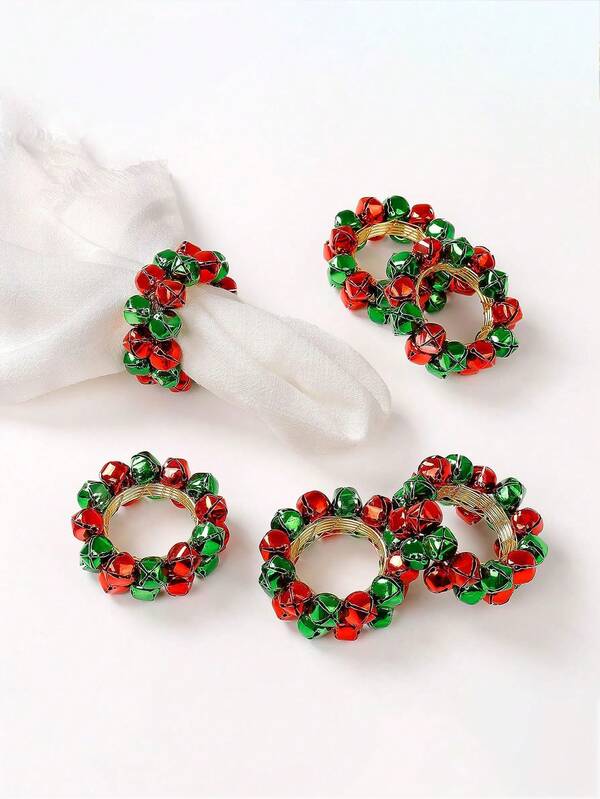 4-6 pièces Anneaux de serviette de cloche de Noël pour la décoration de table de fête