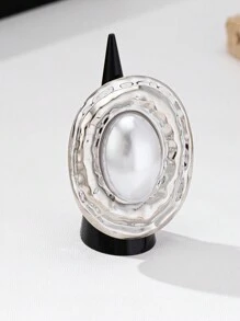 1 件/套 2025 新款欧美夸张个性金属网菱形仿珍珠戒指耳环手链项链套装，小众高端优雅百搭珠宝套装，适合女士、派对和日常佩戴，礼物 - 首飾套裝 - 查看 25