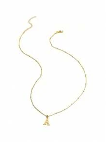 1pc Women Tiny Letter A-Z Initial Letter Necklaces Golden Plated Stainless Steel Engraved Letter Necklace Aesthetic Birthday Valentine's Day Gift Jewelry Valentines,Mom,Mother,Mother's Day,Gift