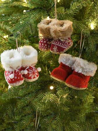 1pc Christmas Candy Red Boots Shoes Santa Gift Stocking Snacks Bags Home Decorations Xmas Tree Ornaments Hanging Pendants Decor,Christmas