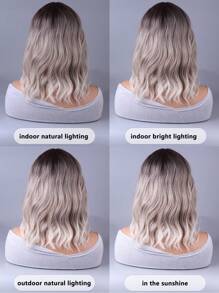 Linen Gold Shoulder Length Curly Hair 14-Inch Full Head Wig Suitable For Everyday Wear - 亞麻金 - 查看 6