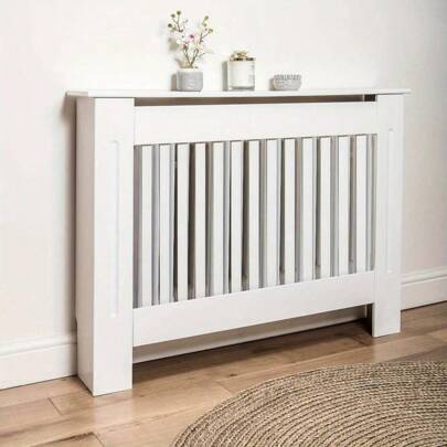Radiator Cover - Vertical Slatted Modern Radiator Covers MDF Wood Cabinet Shelf Heating Covers For Living Room Hallway