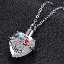 1pc Cremation Jewelry For Ashes Pendant - Crystal Heart Urn Necklace With Mini Keepsake Urn Memorial Ash Jewelry - Heart - View 4
