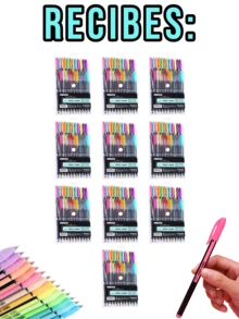 10 Estuches de 24 plumas de gel 240 plumas en total de colores Neón Glitter de tinta Gouache bolígrafos 1.00 mm útiles escolares papelería escritura marcadores rellenar pintar escribir subrayar colorear escritorio oficina escuela mayoreo marcar - Multicolor - Ver 2