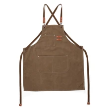 1pc Chef Apron For Women Men, Canvas Cross Back Work Apron With Adjustable Strap And Large Pockets Apron, Kitchen Cooking Baking Grill BBQ Apron, For Home, Kitchen, Restaurant, Salon, Cosmetology, Coffee Shop, Flower Shop, Bar, Bistro, Farmhouse, Garden