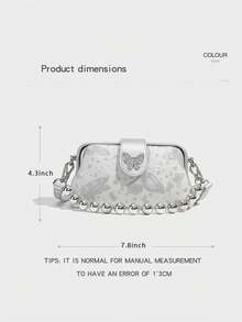 Túi đeo vai đính hạt thêu YICHEN dành cho nữ, Túi xách đeo chéo, Túi tote, Túi đựng điện thoại Valentine - Bạc - Xem 5