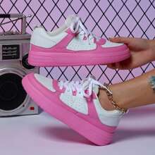 White And Pink Lightweight  For Men And Women, Comfortable Sneakers For Men And Women,Suitable For Walking And Commuting - Hồng - Xem 5