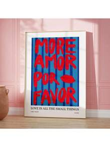 1 件极简主义阳光更多爱心 Por Favor 折衷主义黄色爱情名言墙艺术帆布画海报适用于客厅家居装饰无框 - 彩色 - 查看 7