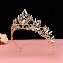 1pc Crown Headpiece For Women, Suitable For Bride, Princess, Stage Performance, Royal Bridal Wedding Party Headband Halloween - Gold - View 2