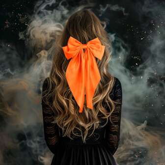 1 st retro satinband lång rosett elastisk, elegant flerskiktad fransk håraccessoar för kvinnor, lämplig för högtider och vardagskläder (orange) alla hjärtans dag alla hjärtans dag hårspännen klor hårklämmor hårspännen hårspännen hårspännen, skolgrejer, universitet, rosetter, söt