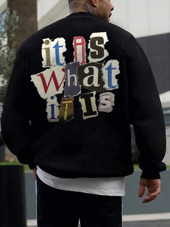 Men's Letter Print Round Neck Sweatshirt