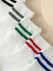5 双多色条纹简约时尚袜子适合幼儿和儿童 - 彩色 - 查看 3