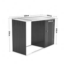 LIVINGANDHOME Living And Home - UK Steel Outdoor Garden Storage Shed With Log Stacking Rack - Black - View 9