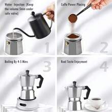Dụng cụ pha cà phê Máy pha cà phê nhôm bền chắc Moka Cafeteira Expresso Bình pha cà phê Moka tiện dụng Dụng cụ pha cà phê - Bạc - Xem 4