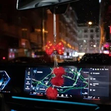 1 件闪亮汽车水钻镜吊坠闪亮蝴蝶结汽车内饰吊坠装饰挂饰 - 彩色 - 查看 8