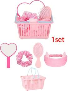 1set Spa Party Favor Set - Includes Heart-Shaped Mirrors, Headbands, Satin Scrunchies & Hair Brushes Perfect For Wedding Party Favors And Souvenirs, Event & Party Supplies,Christmas