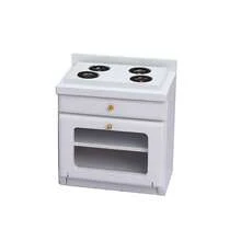 1/12 Scale Wooden Dollhouse Miniature Kitchen Furniture Set - Includes Cabinet, Refrigerator, Stove, Sink And Counter, Suitable For Decorative Dollhouse, Pink Color