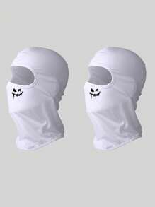 Musion 2 件装万圣节潮流邪恶微笑印花拉法帽户外摩托车拉法帽狂欢节角色扮演道具 - 彩色 - 查看 4