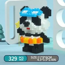 1 Stück kreative Panda Handwerksblock Figur, Heimdekoration Tierfigur, ideales Geschenk für Valentinstag, Halloween, Weihnachten, Geburtstag - Verschiedenfarbig - Übersicht 12