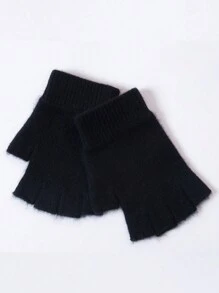 1 双男女通用纯色针织半指手套，羊毛保暖骑行护腕手套，适合秋冬季节，方便日常使用和工作。 - 彩色 - 查看 21