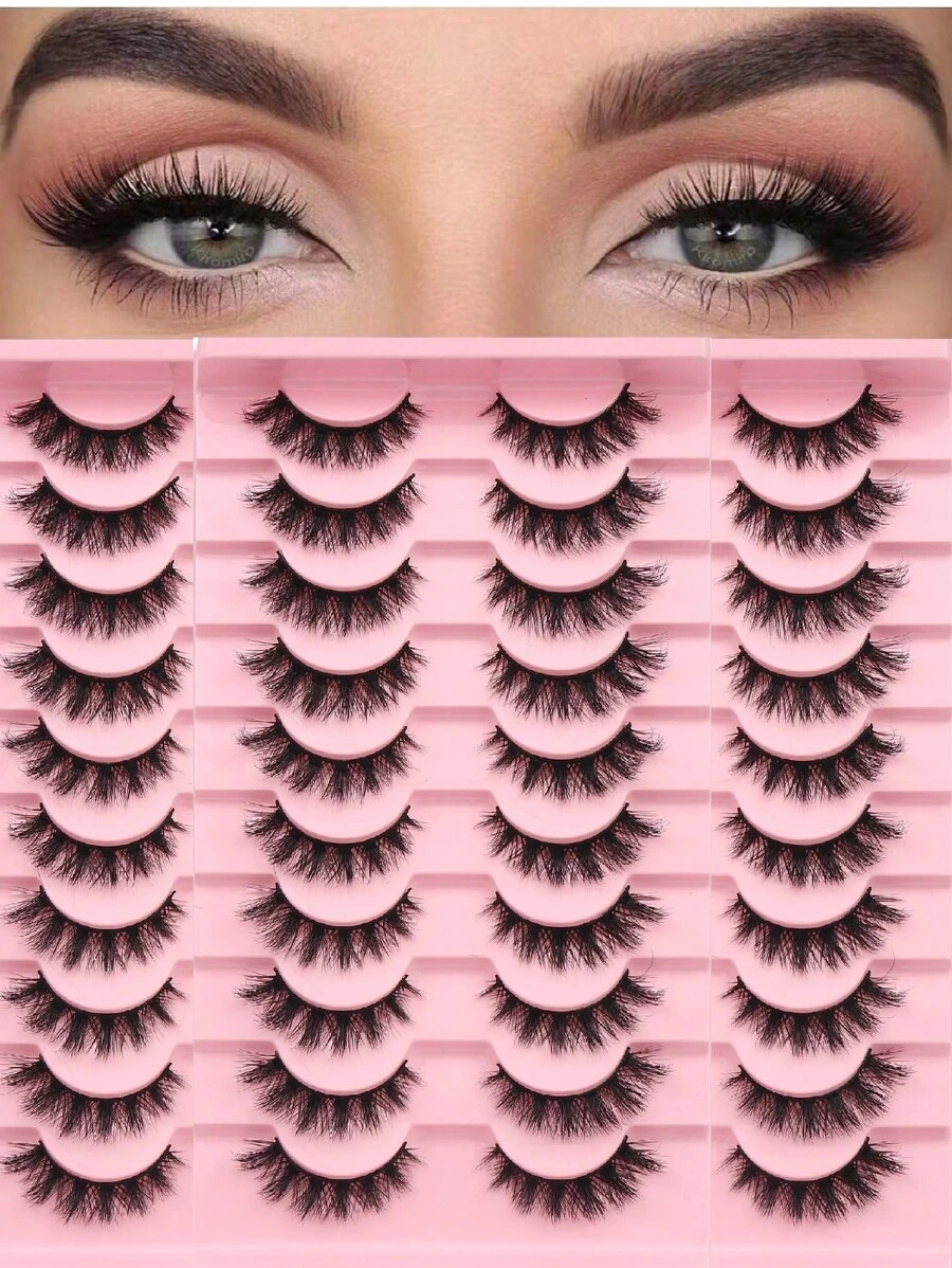 1 盒/10 对 3D 翼状睫毛 13 毫米，柔软轻盈，自然蓬松，仿狐狸眼喇叭形，多层，可重复使用，适合日常佩戴和约会 - 眼尾拉長款 - 查看 1